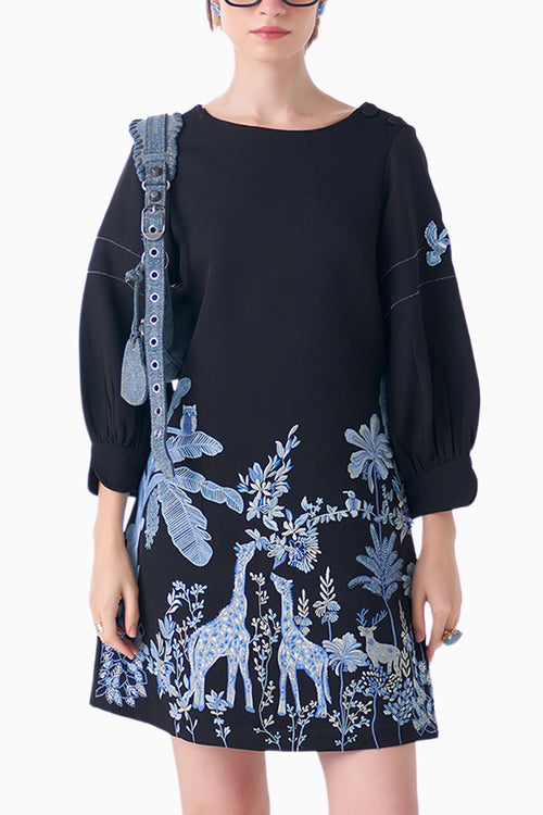 Black Leafora Dress with Sleeves