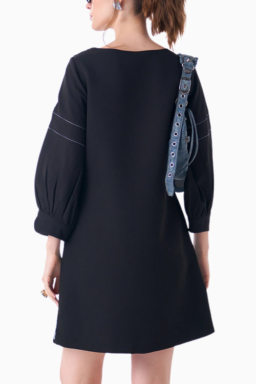 Black Leafora Dress with Sleeves
