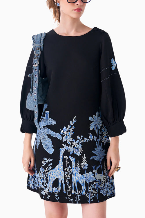 Black Leafora Dress with Sleeves