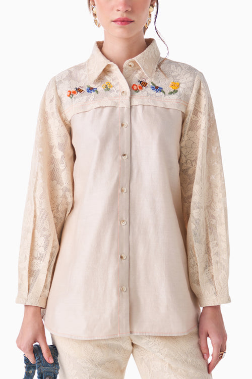 Ivory Hydrangea Shirt