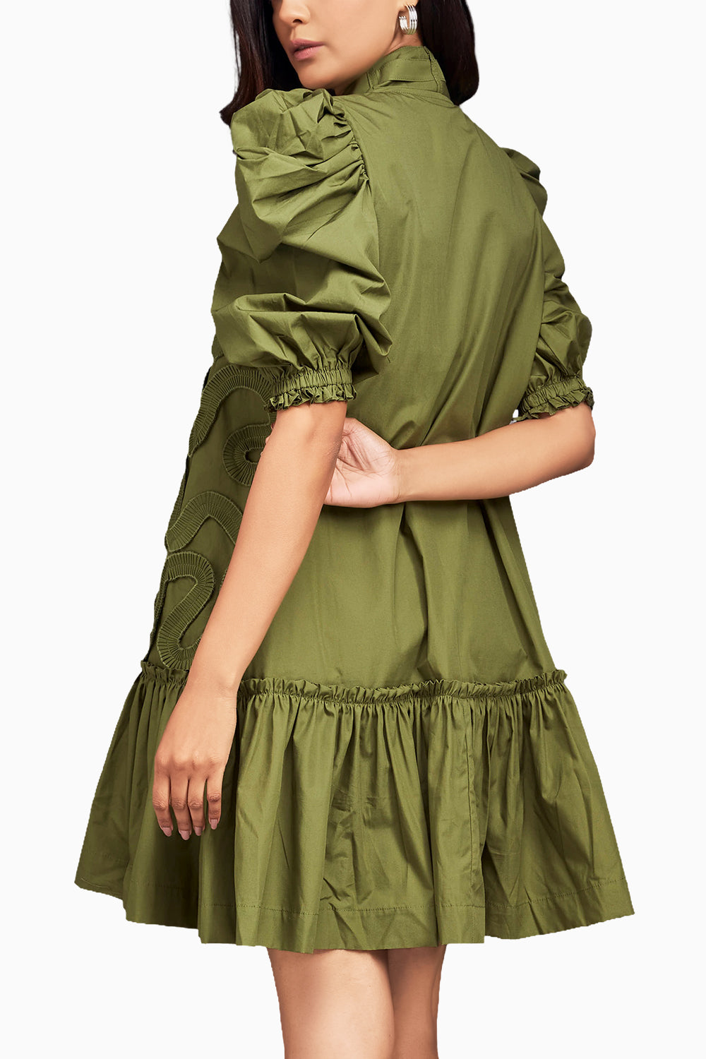 Green Chic Gathered Bottom Dress