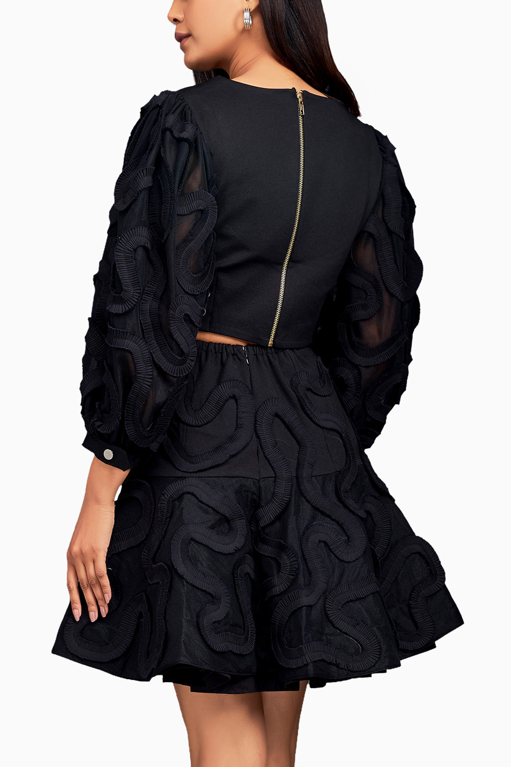 Black Pleated Frill Co-ord Set