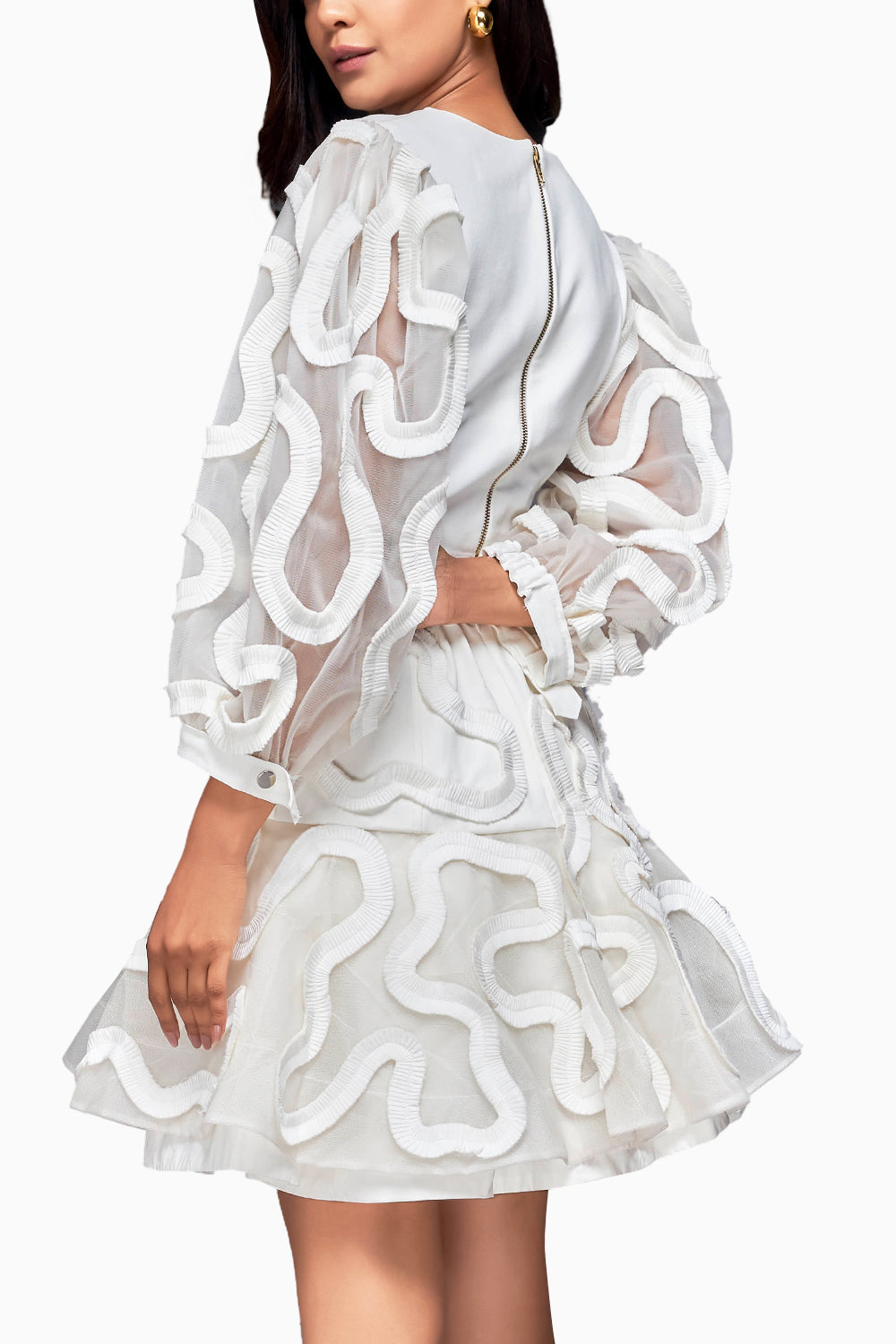 White Pleated Frill Co-ord Set