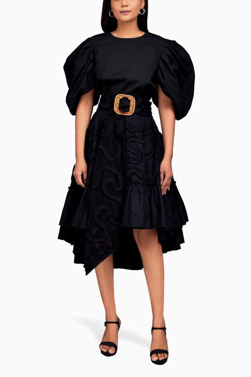 Black Gathered Bottom Co-ord Set