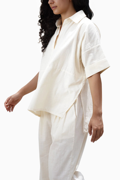 Oatmeal Ekin Shirt and Hera Cotton Pants Set
