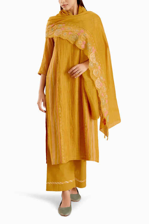 Ochre Floral Kurta Set