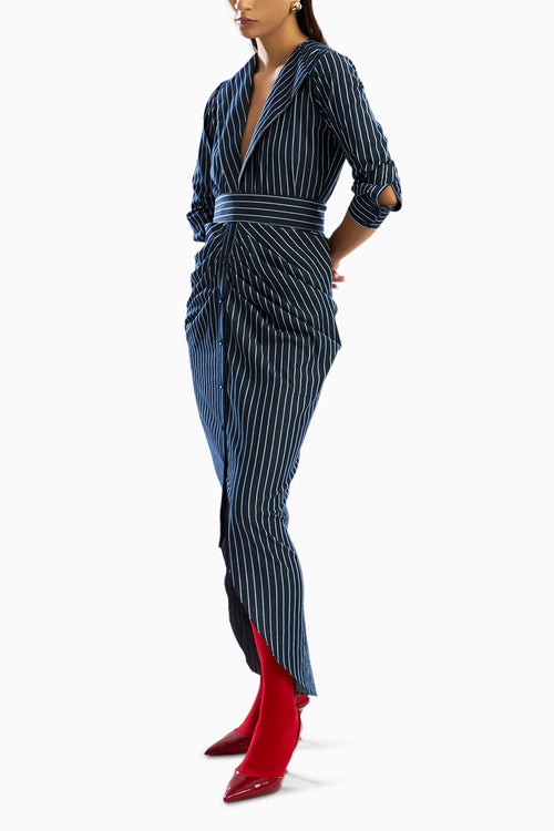 Offset Denim Stripe Dress