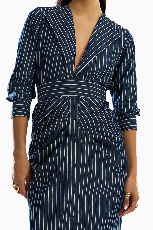 Offset Denim Stripe Dress