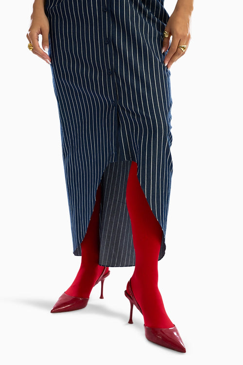 Offset Denim Stripe Dress