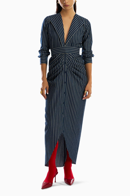 Offset Denim Stripe Dress