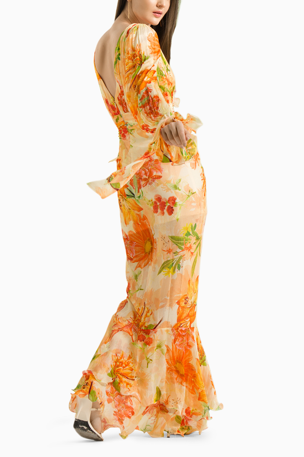 Orange Lilium Chiffon Dress