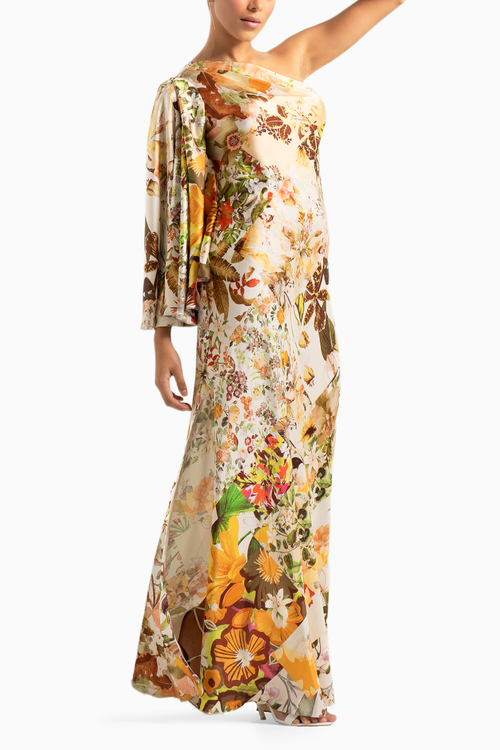 Orche Floral Rush One Shoulder Kaftan