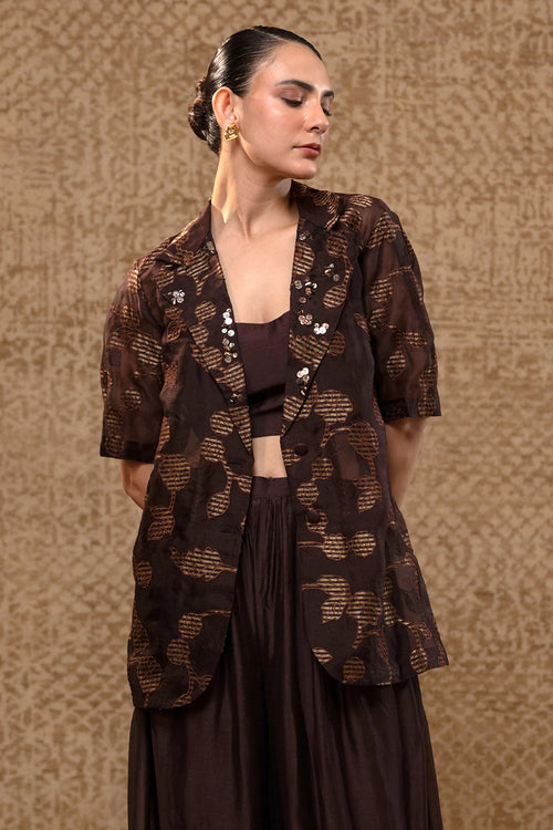 Taral Brown Jacket Set