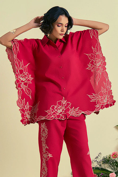 Red Jardin Kaftan Shirt