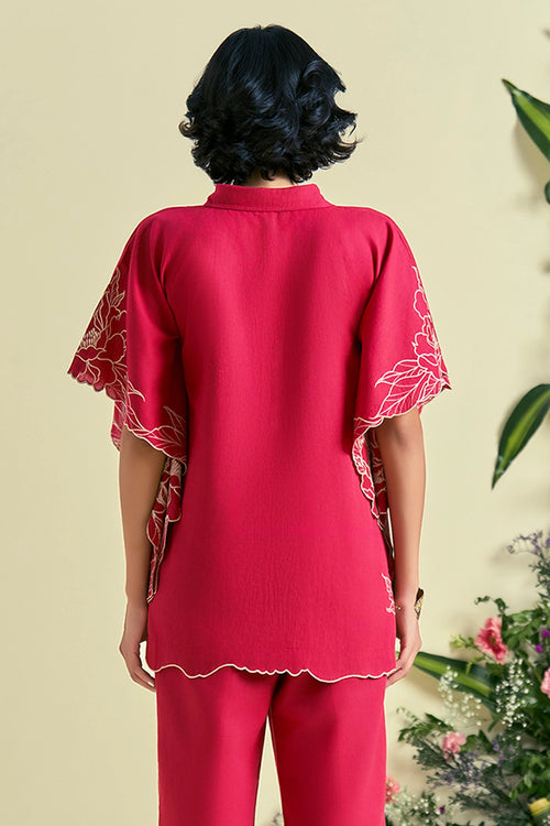Red Jardin Kaftan Shirt