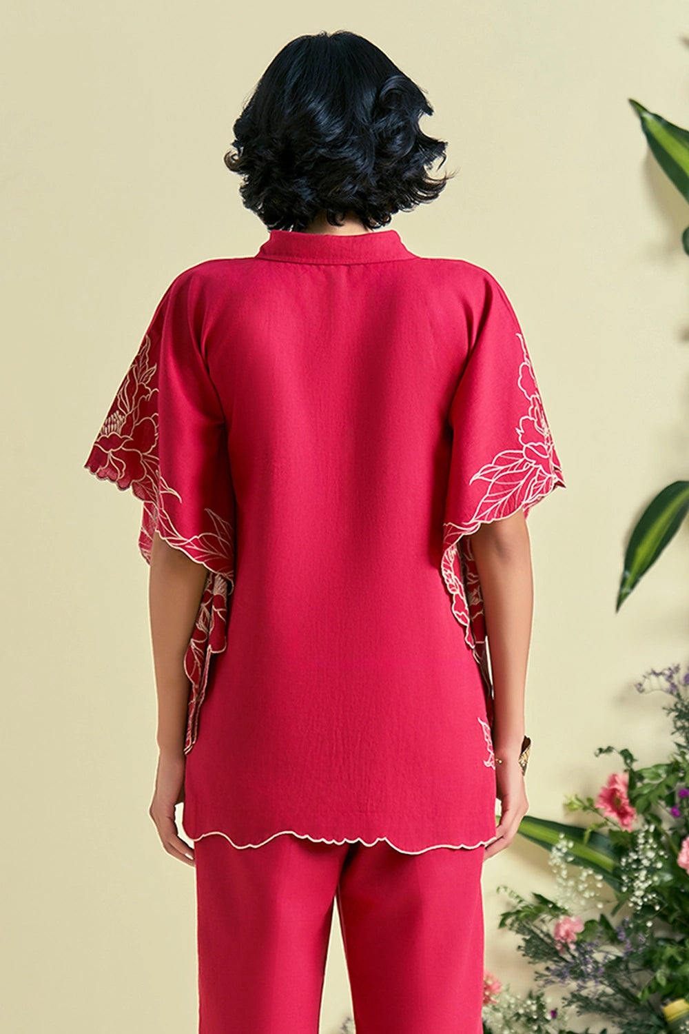 Red Jardin Kaftan Shirt