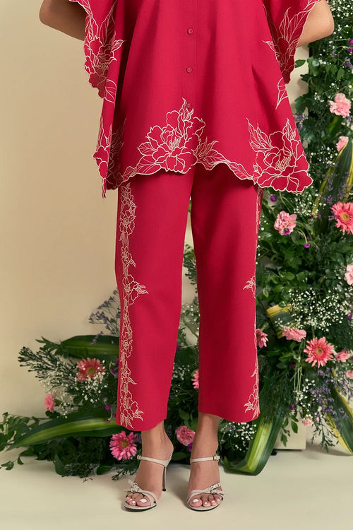 Red Jardin Kaftan Set