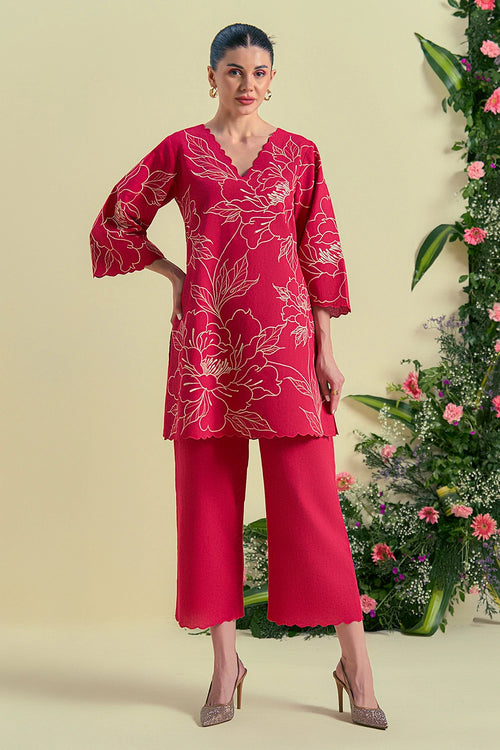 Red Nira Tunic Set