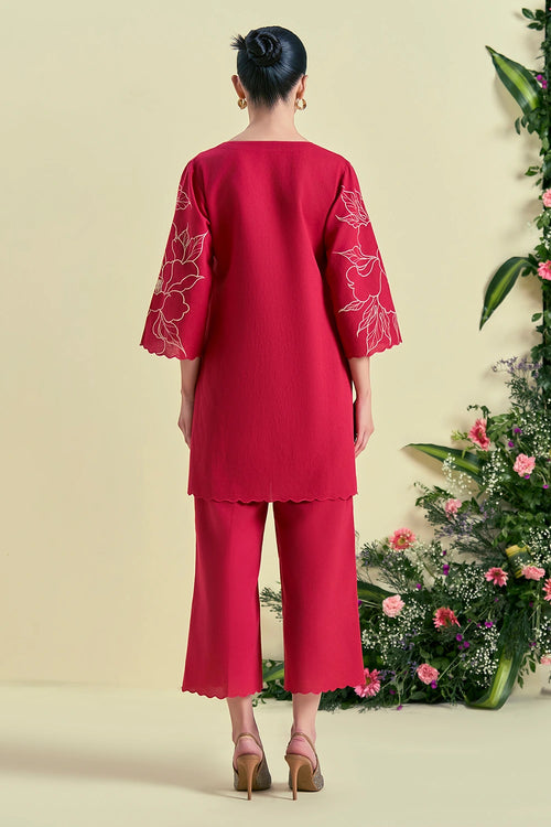 Red Nira Tunic Set
