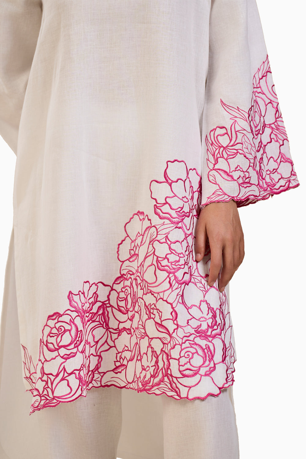 Rose Garden Co-ord Set in Pink Embroidery