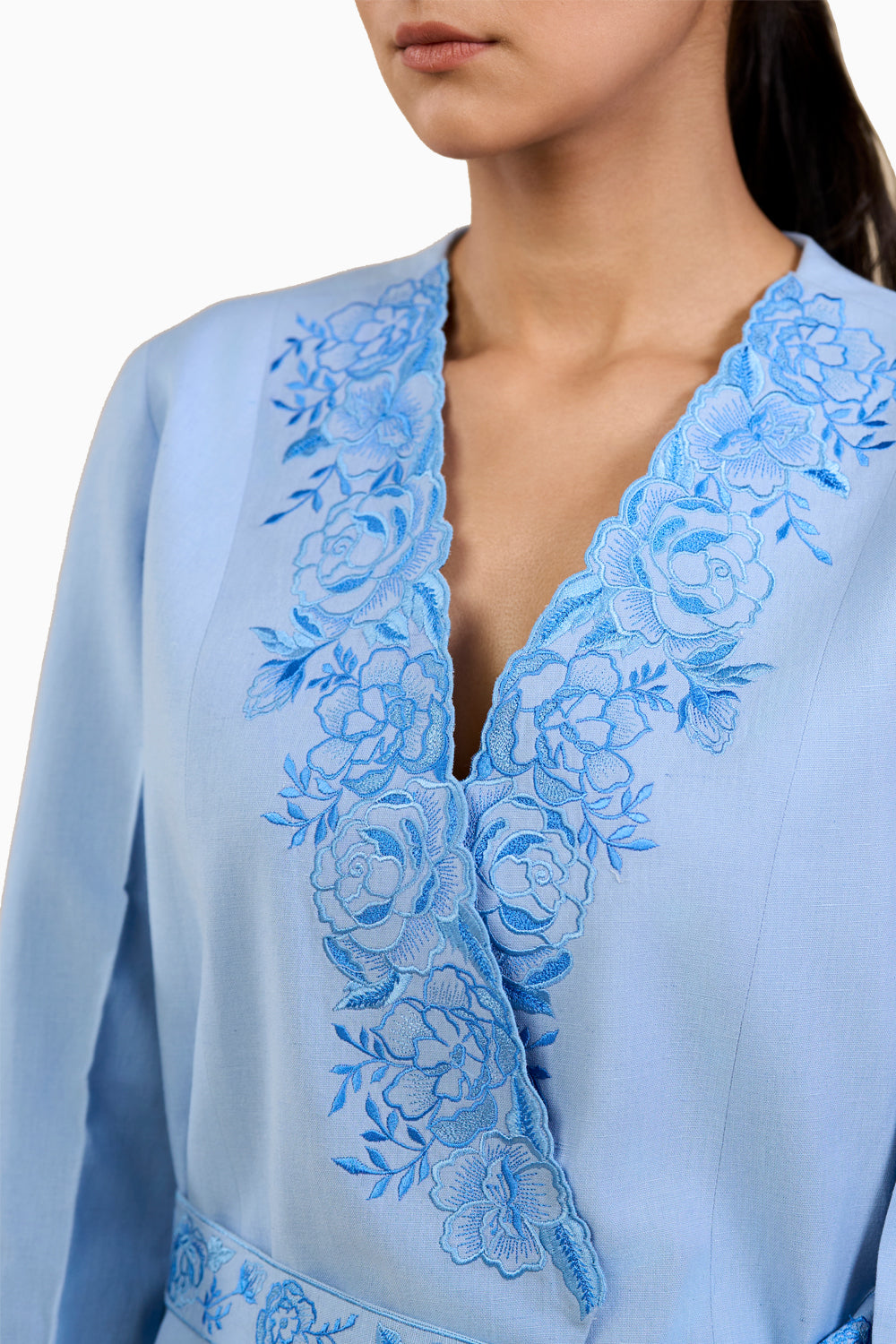 Blue Rose Embroidered Jacket