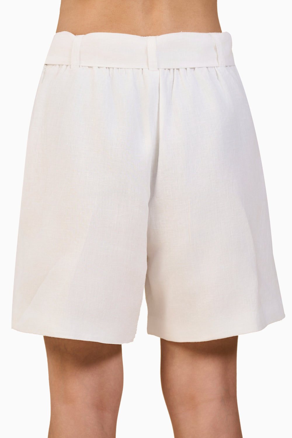 White Linen Shorts with Belt