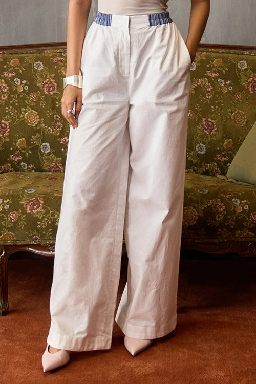 Off White Waist Detail Pants