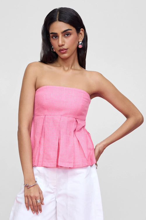 Pink Box Pleat Top