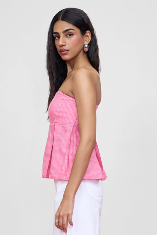 Pink Box Pleat Top