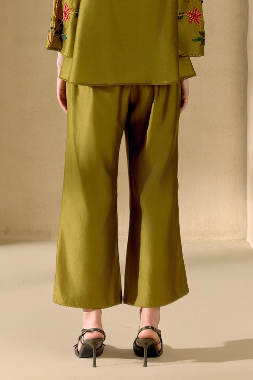 Olive Mosaic Beadwork Pants