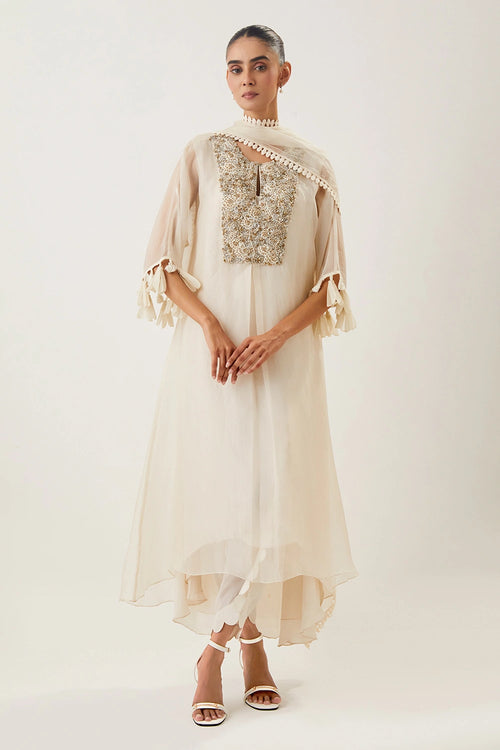 Saanjh Ivory Kaftan Set