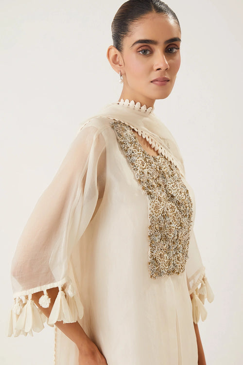 Saanjh Ivory Kaftan Set
