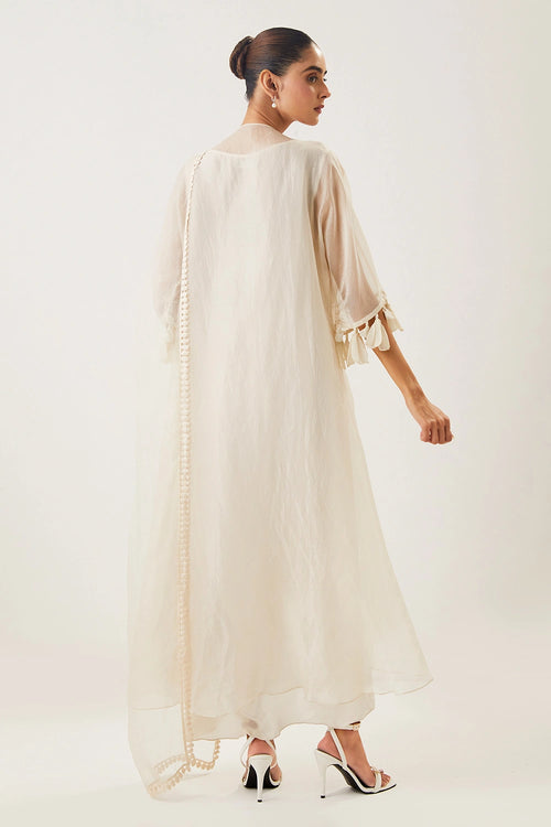 Saanjh Ivory Kaftan Set