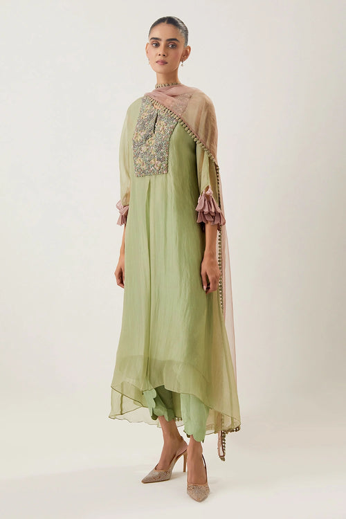 Saanjh Pista Kaftan Set