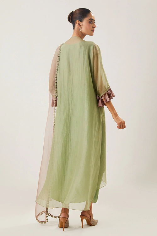 Saanjh Pista Kaftan Set