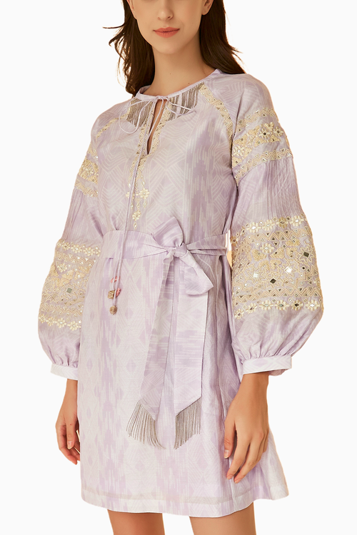 Lilac Shibori Short And Flare Dress