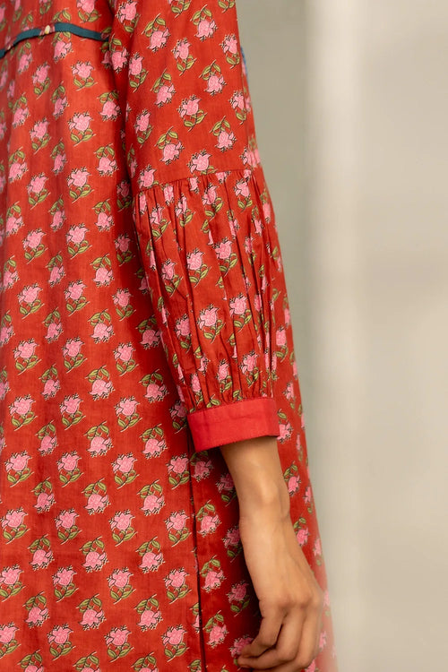 Red Phool Dori Short Kurta Salwar Set With Dupatta