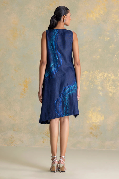 Peacock Veil Navy Celine Dress