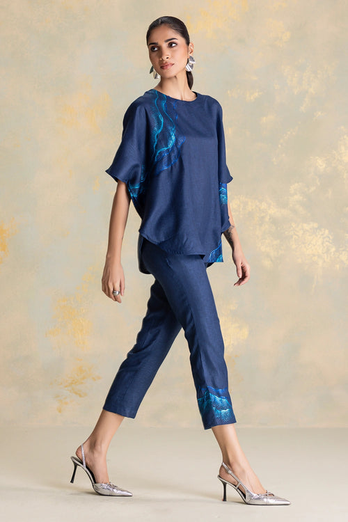 Peacock Veil Navy Croissant Co-ord Set