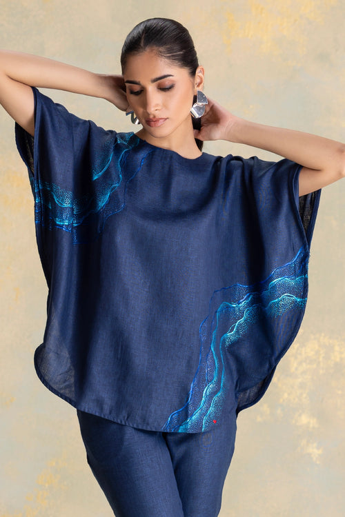 Peacock Veil Navy Croissant Co-ord Set