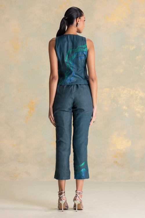 Peacock Veil Forest Waist Coat Co-ord Set