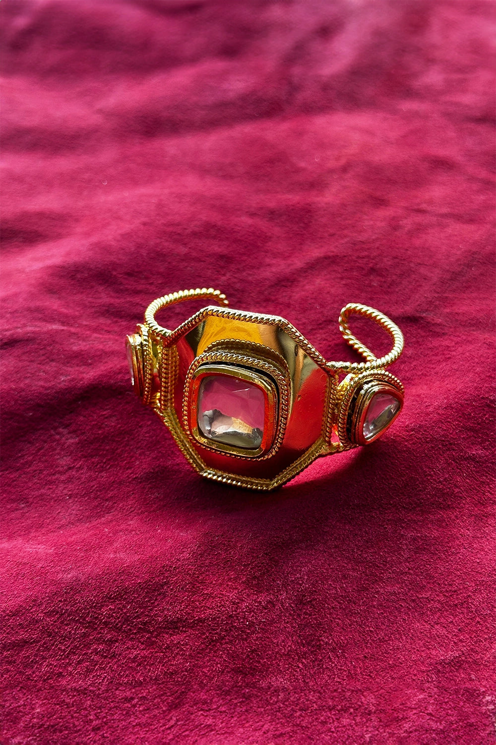Polki Hexagon Gold Handcuff