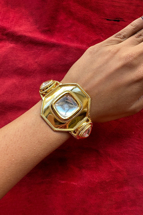 Polki Hexagon Gold Handcuff