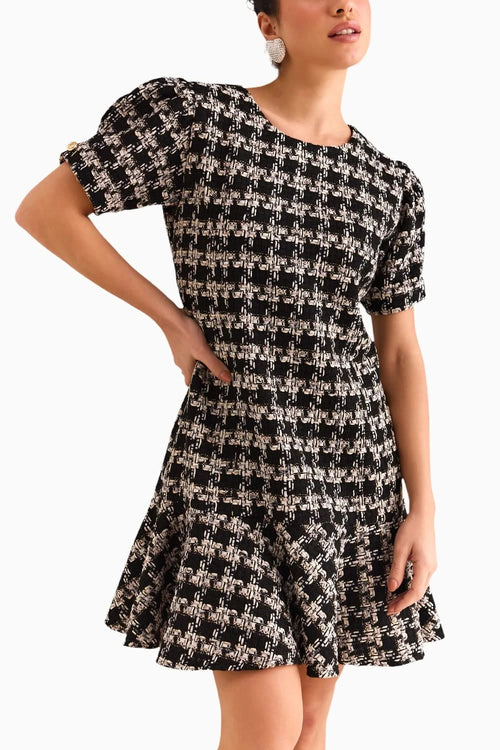 Black Houndstooth Tweed Dress