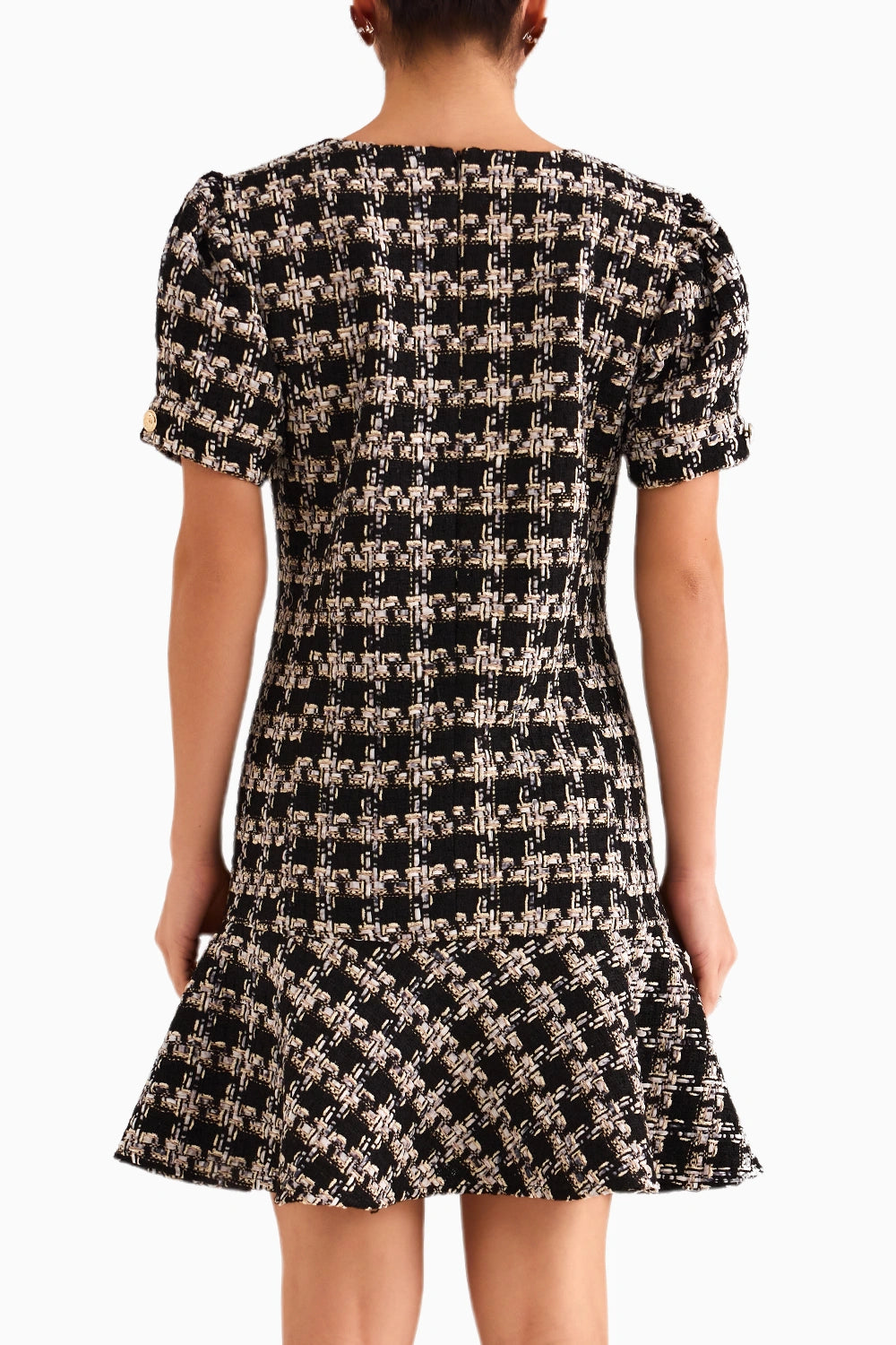 Black Houndstooth Tweed Dress