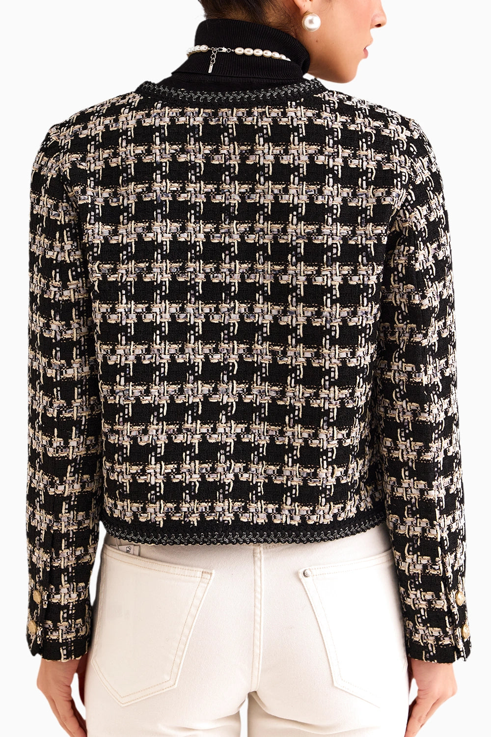 Black Houndstooth Boucle Jacket