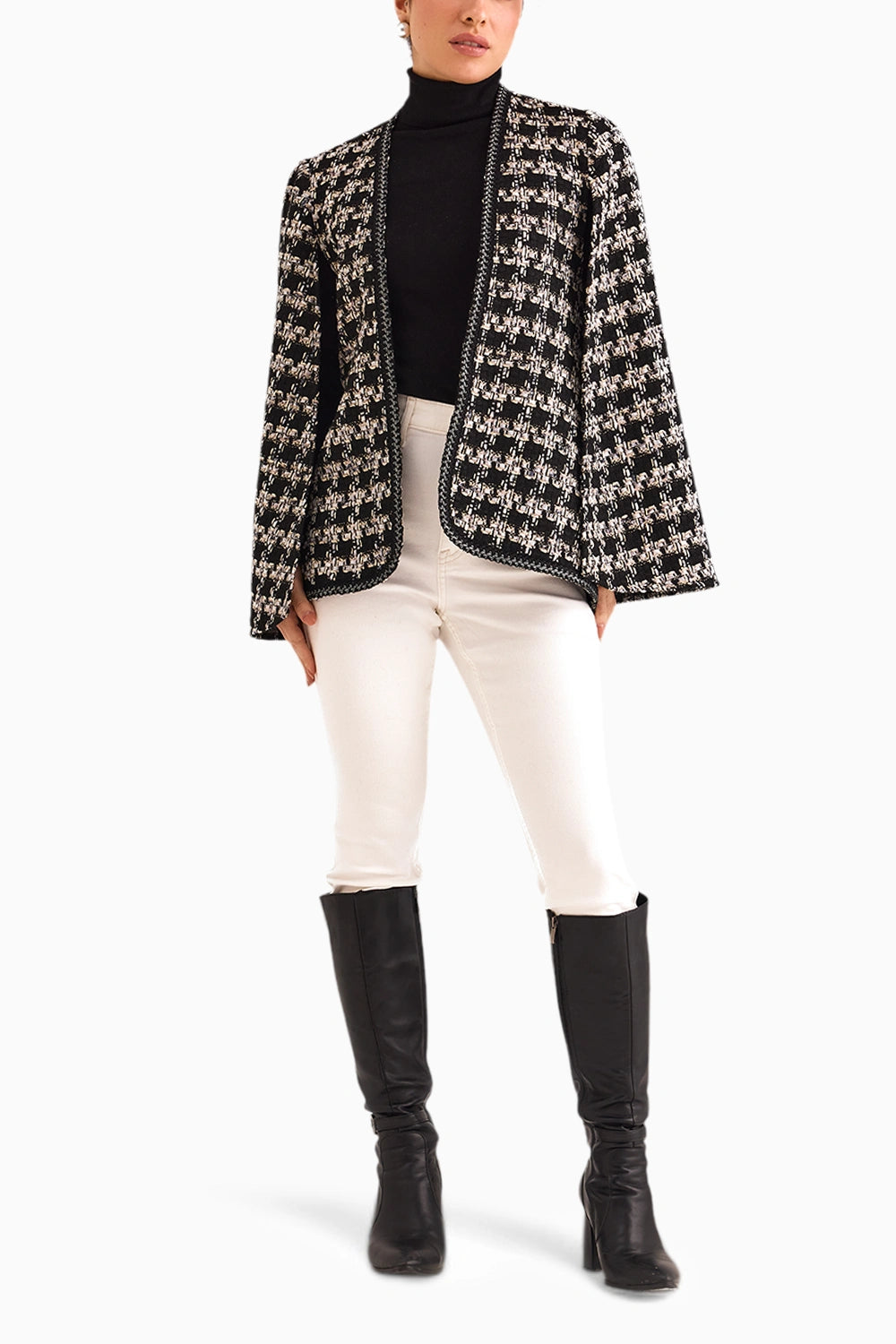 Black Houndstooth Tweed Cape