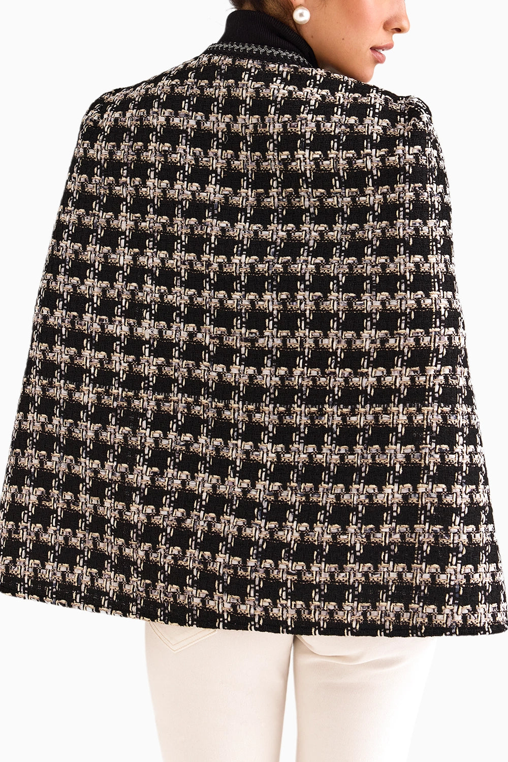 Black Houndstooth Tweed Cape