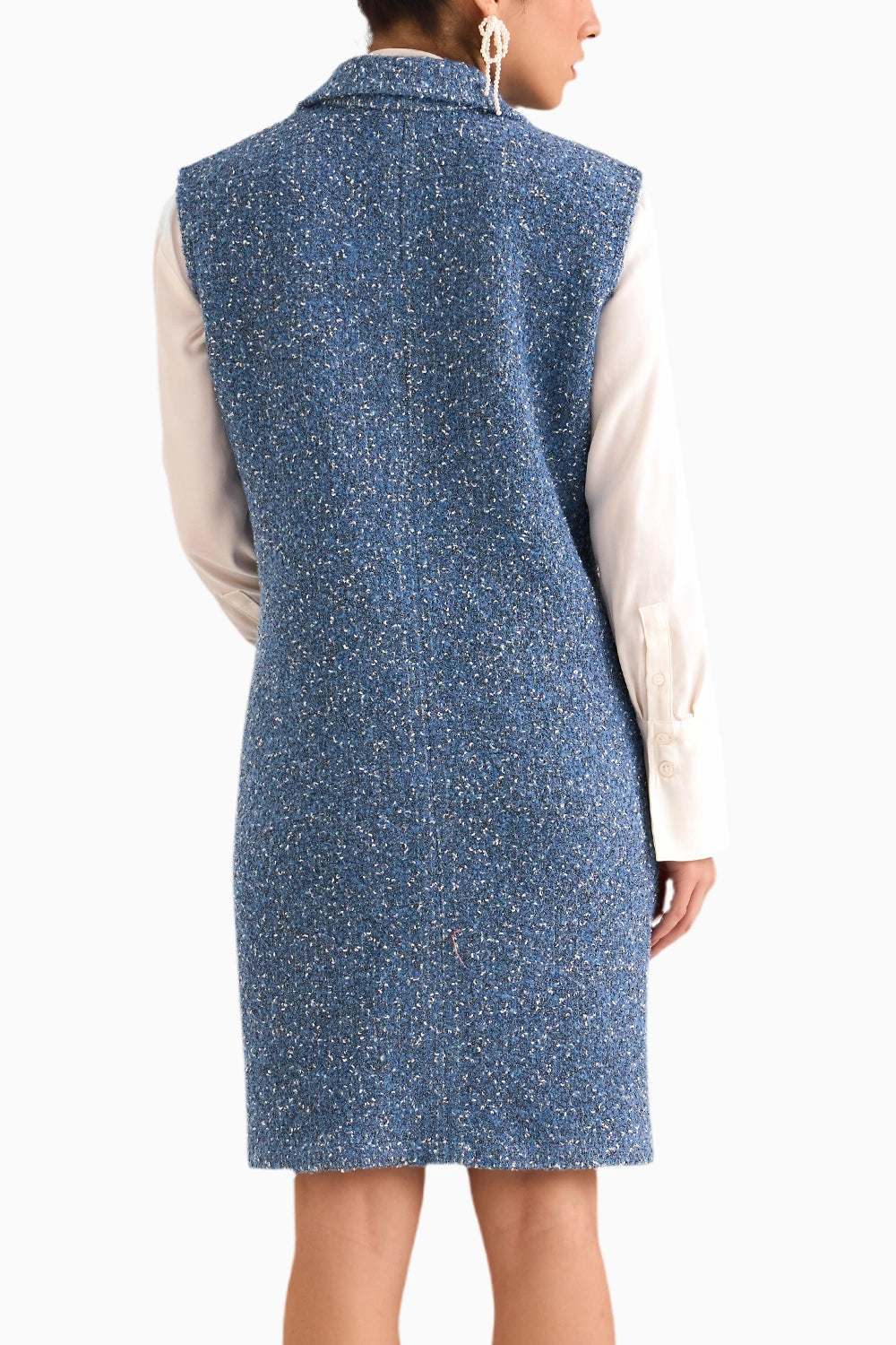 Denim Blue Tweed Blazer Dress