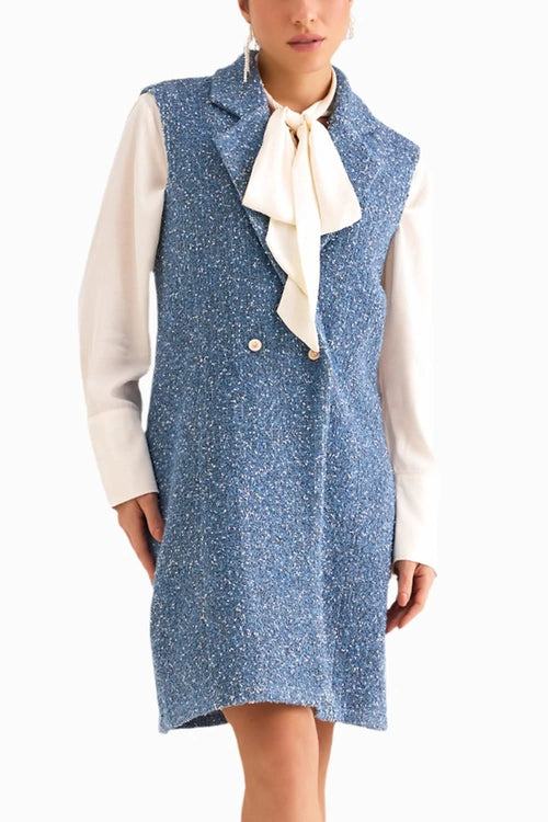 Denim Blue Tweed Blazer Dress